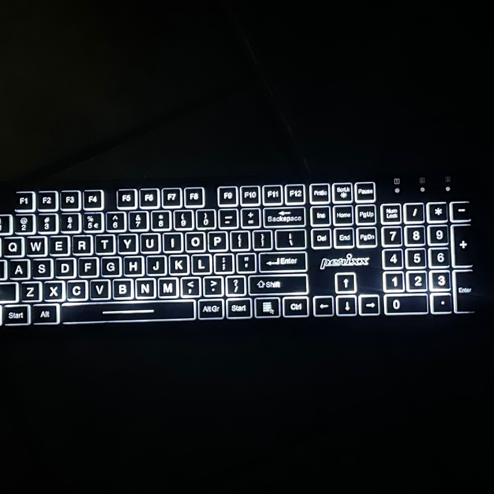 Perixx PERIBOARD-317 Wired Backlit USB Keyboard, Big Print Letter with White Ill